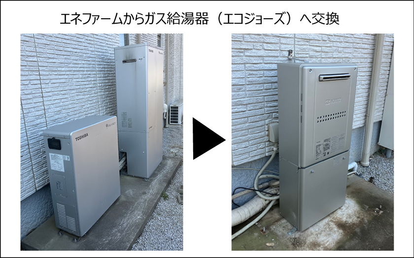 エネファームからガス給湯器へ交換
